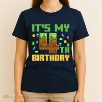 Funny Birthday Boy ItS My 4th Birthday Video Game Pixel T-Shirt thumb 4