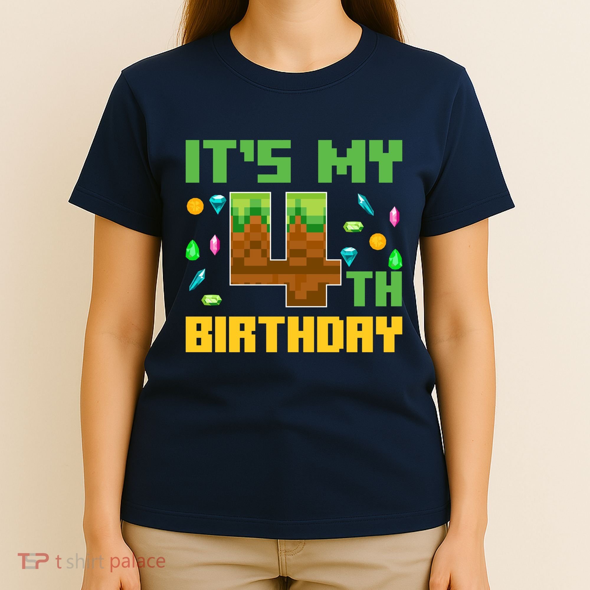 Funny Birthday Boy ItS My 4th Birthday Video Game Pixel T-Shirt