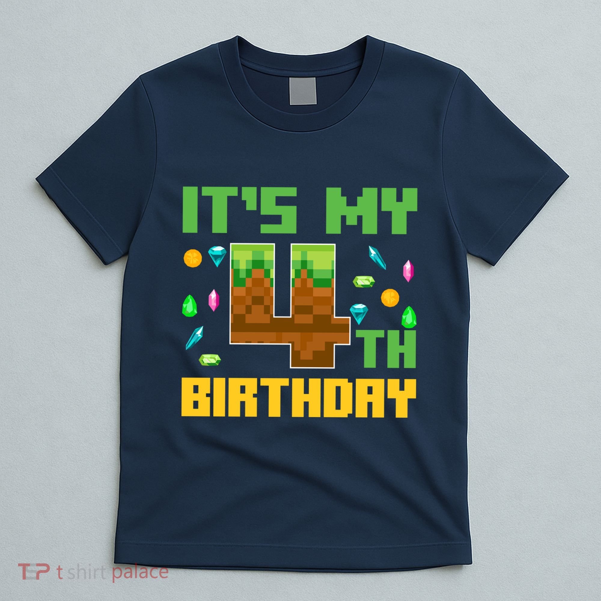 Funny Birthday Boy ItS My 4th Birthday Video Game Pixel T-Shirt