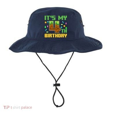 Funny Birthday Boy ItS My 4th Birthday Video Game Pixel Bucket Hat