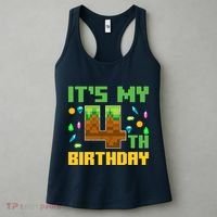 Funny Birthday Boy ItS My 4th Birthday Video Game Pixel Women's Tank Top thumb 3
