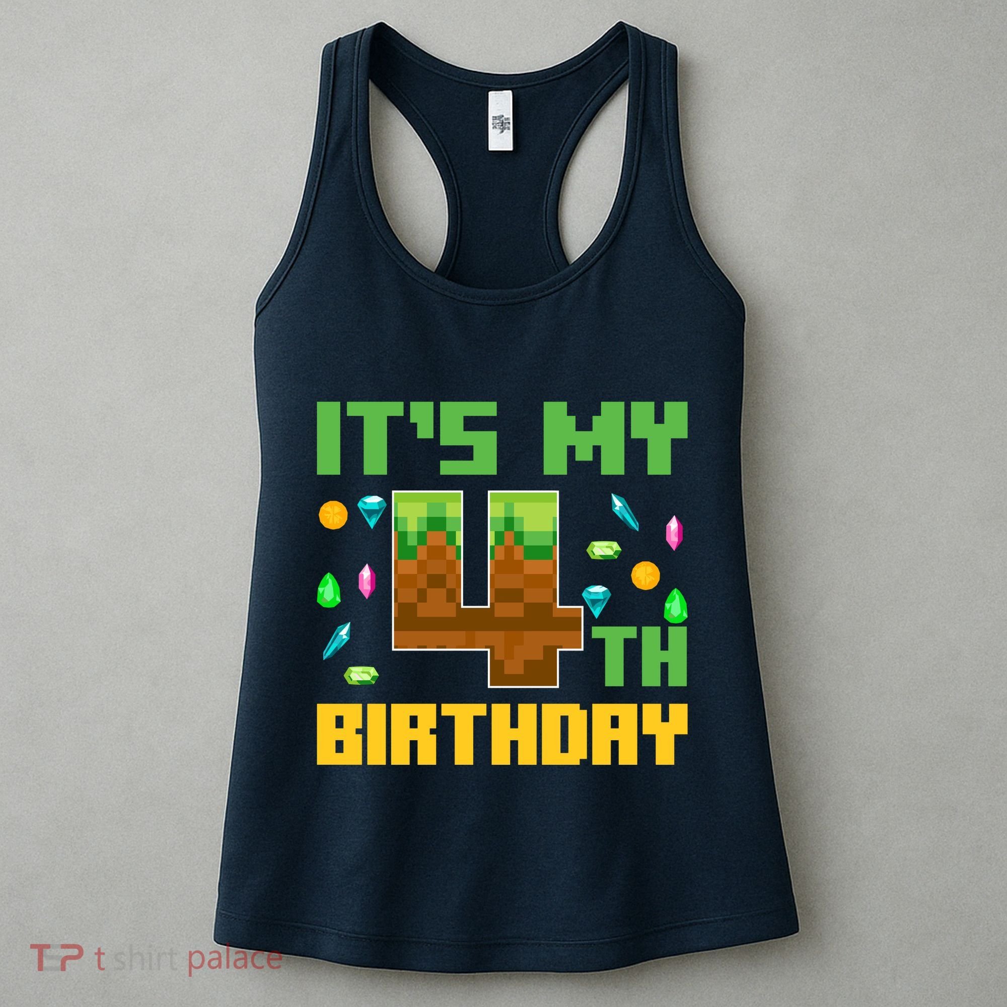 Funny Birthday Boy ItS My 4th Birthday Video Game Pixel Women's Tank Top