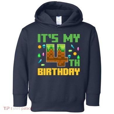 Funny Birthday Boy ItS My 4th Birthday Video Game Pixel Toddler Hoodie