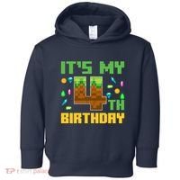Funny Birthday Boy ItS My 4th Birthday Video Game Pixel Toddler Hoodie thumb 0