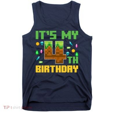 Funny Birthday Boy ItS My 4th Birthday Video Game Pixel Tank Top