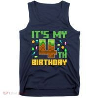 Funny Birthday Boy ItS My 4th Birthday Video Game Pixel Tank Top thumb 0
