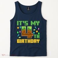 Funny Birthday Boy ItS My 4th Birthday Video Game Pixel Tank Top thumb 2