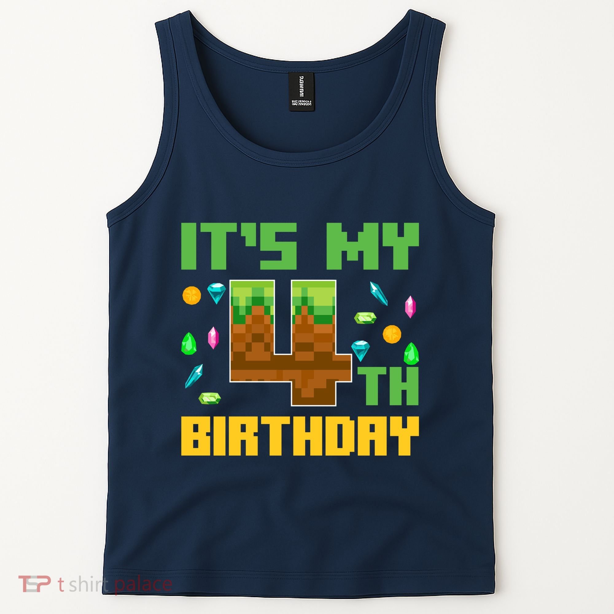 Funny Birthday Boy ItS My 4th Birthday Video Game Pixel Tank Top