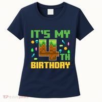 Funny Birthday Boy ItS My 4th Birthday Video Game Pixel Women's T-Shirt thumb 0
