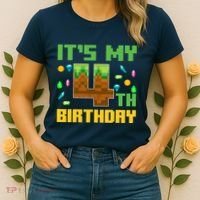 Funny Birthday Boy ItS My 4th Birthday Video Game Pixel Women's T-Shirt thumb 2