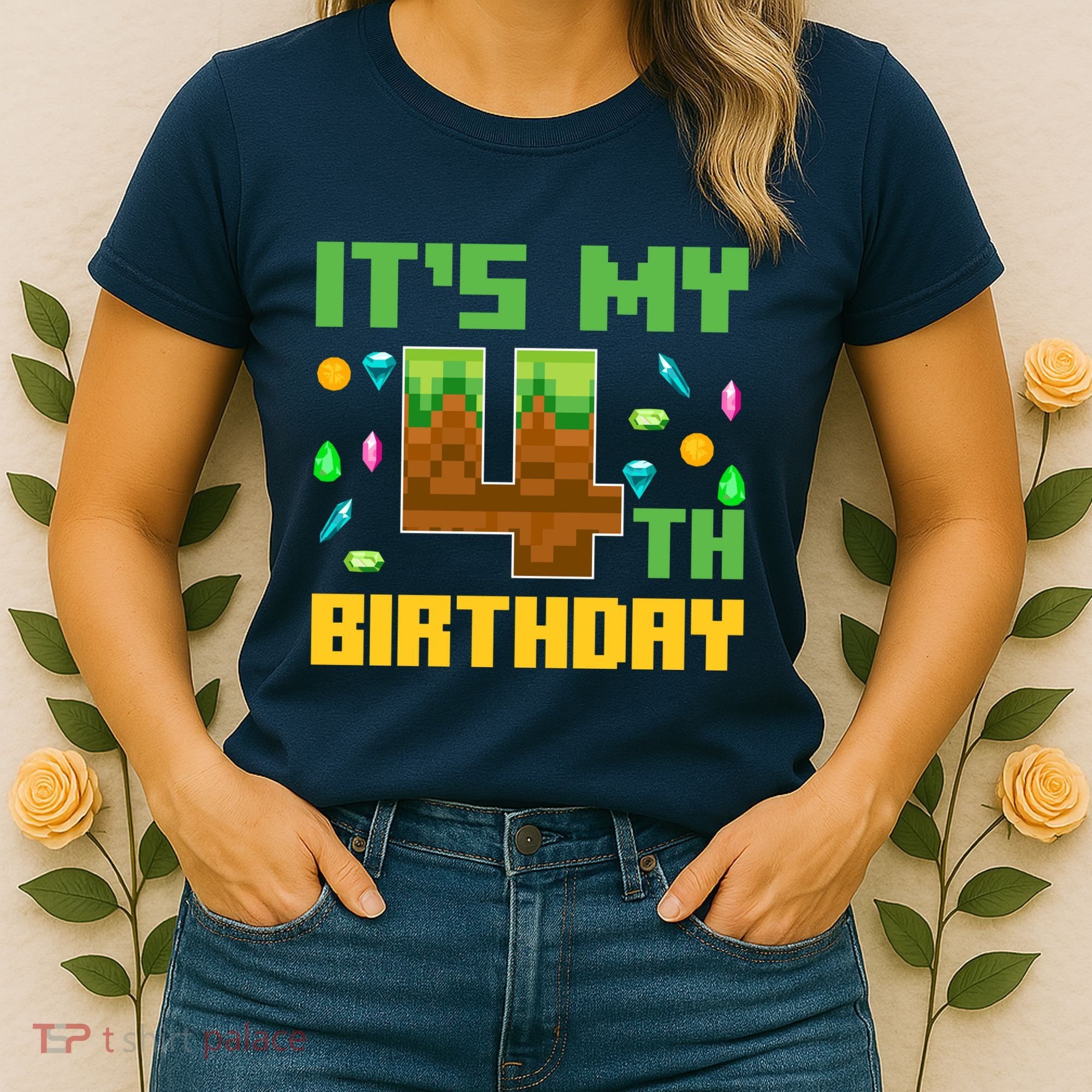 Funny Birthday Boy ItS My 4th Birthday Video Game Pixel Women's T-Shirt