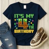 Funny Birthday Boy ItS My 4th Birthday Video Game Pixel Women's T-Shirt thumb 3