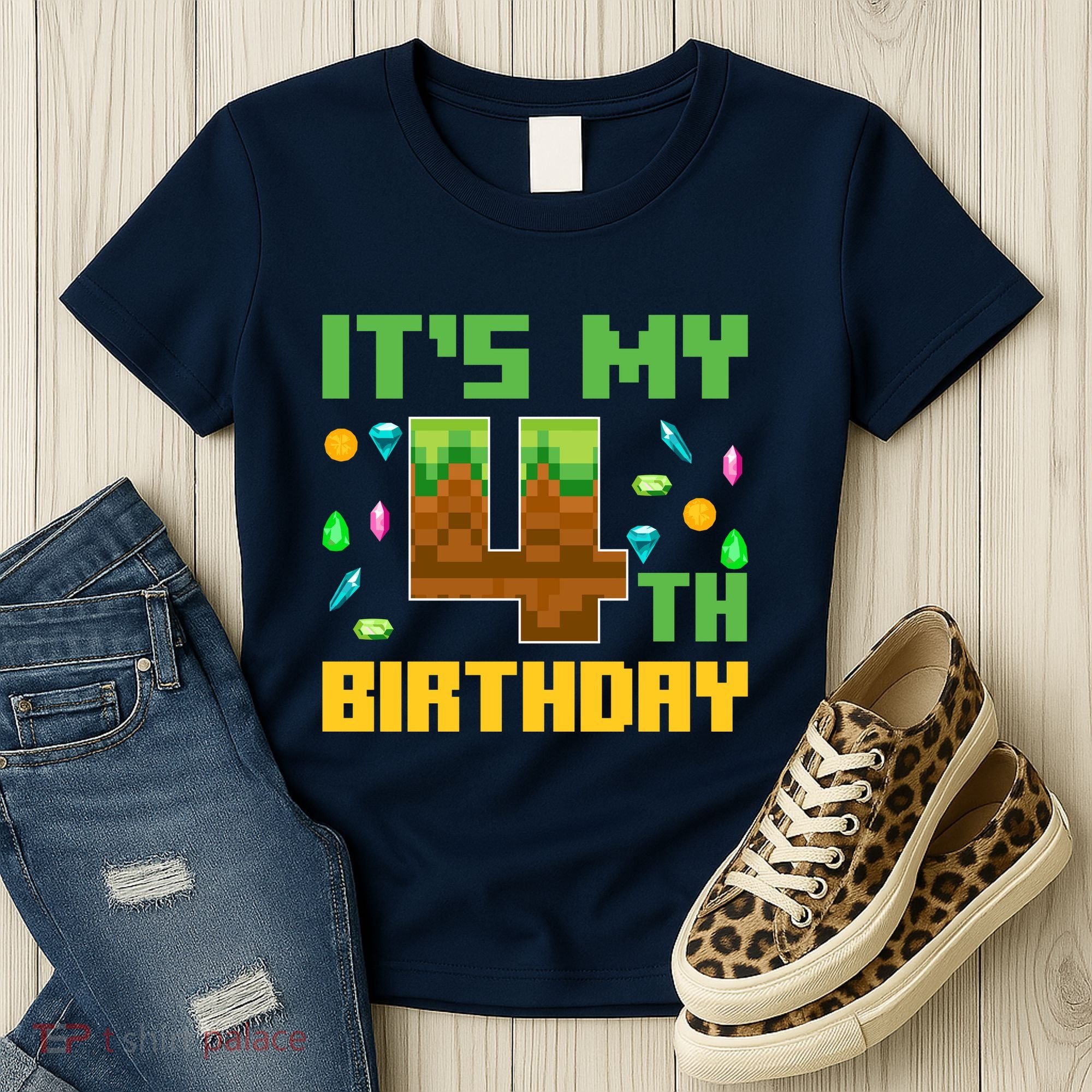 Funny Birthday Boy ItS My 4th Birthday Video Game Pixel Women's T-Shirt