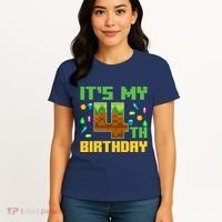 Funny Birthday Boy ItS My 4th Birthday Video Game Pixel Women's T-Shirt thumb 4