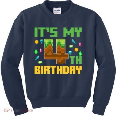 Funny Birthday Boy ItS My 4th Birthday Video Game Pixel Kids Sweatshirt