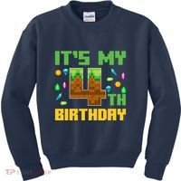 Funny Birthday Boy ItS My 4th Birthday Video Game Pixel Kids Sweatshirt thumb 0