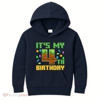 Funny Birthday Boy ItS My 4th Birthday Video Game Pixel Kids Hoodie thumb 0