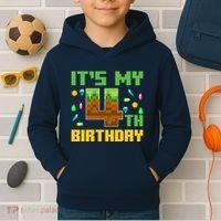 Funny Birthday Boy ItS My 4th Birthday Video Game Pixel Kids Hoodie thumb 2