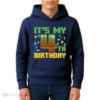 Funny Birthday Boy ItS My 4th Birthday Video Game Pixel Kids Hoodie thumb 4