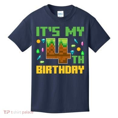 Funny Birthday Boy ItS My 4th Birthday Video Game Pixel Kids T-Shirt