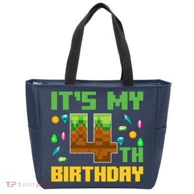 Funny Birthday Boy ItS My 4th Birthday Video Game Pixel Tote Bag