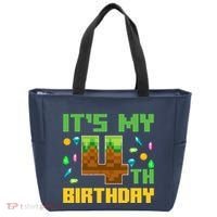 Funny Birthday Boy ItS My 4th Birthday Video Game Pixel Tote Bag thumb 0