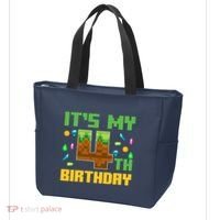 Funny Birthday Boy ItS My 4th Birthday Video Game Pixel Tote Bag thumb 3