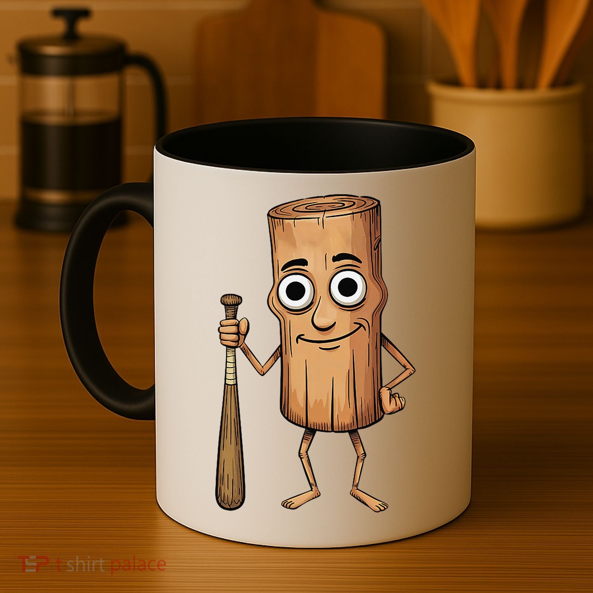 Funny Baseball Bat Wood Log Meme Brainrot Italian Coffee Mug