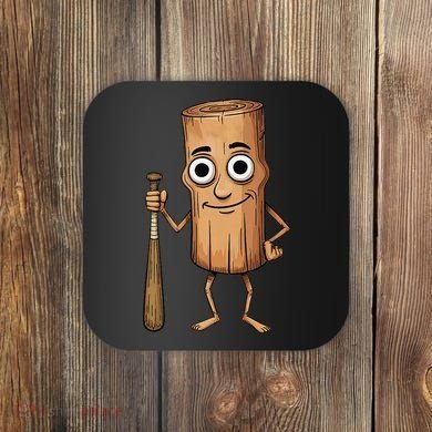 Funny Baseball Bat Wood Log Meme Brainrot Italian Coaster