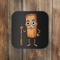 Funny Baseball Bat Wood Log Meme Brainrot Italian Coaster thumb 0