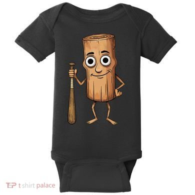 Funny Baseball Bat Wood Log Meme Brainrot Italian Baby Bodysuit