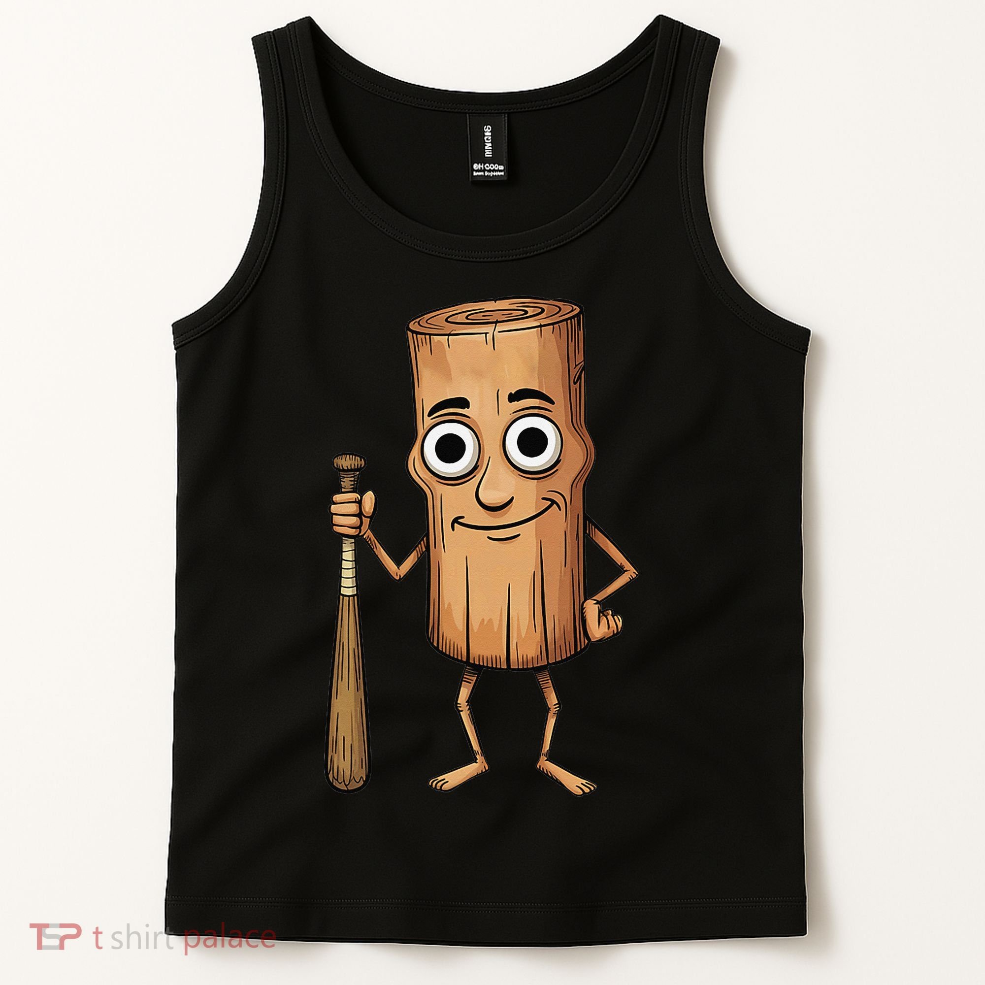 Funny Baseball Bat Wood Log Meme Brainrot Italian Tank Top