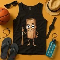 Funny Baseball Bat Wood Log Meme Brainrot Italian Tank Top thumb 4