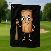 Funny Baseball Bat Wood Log Meme Brainrot Italian Golf Towel thumb 1