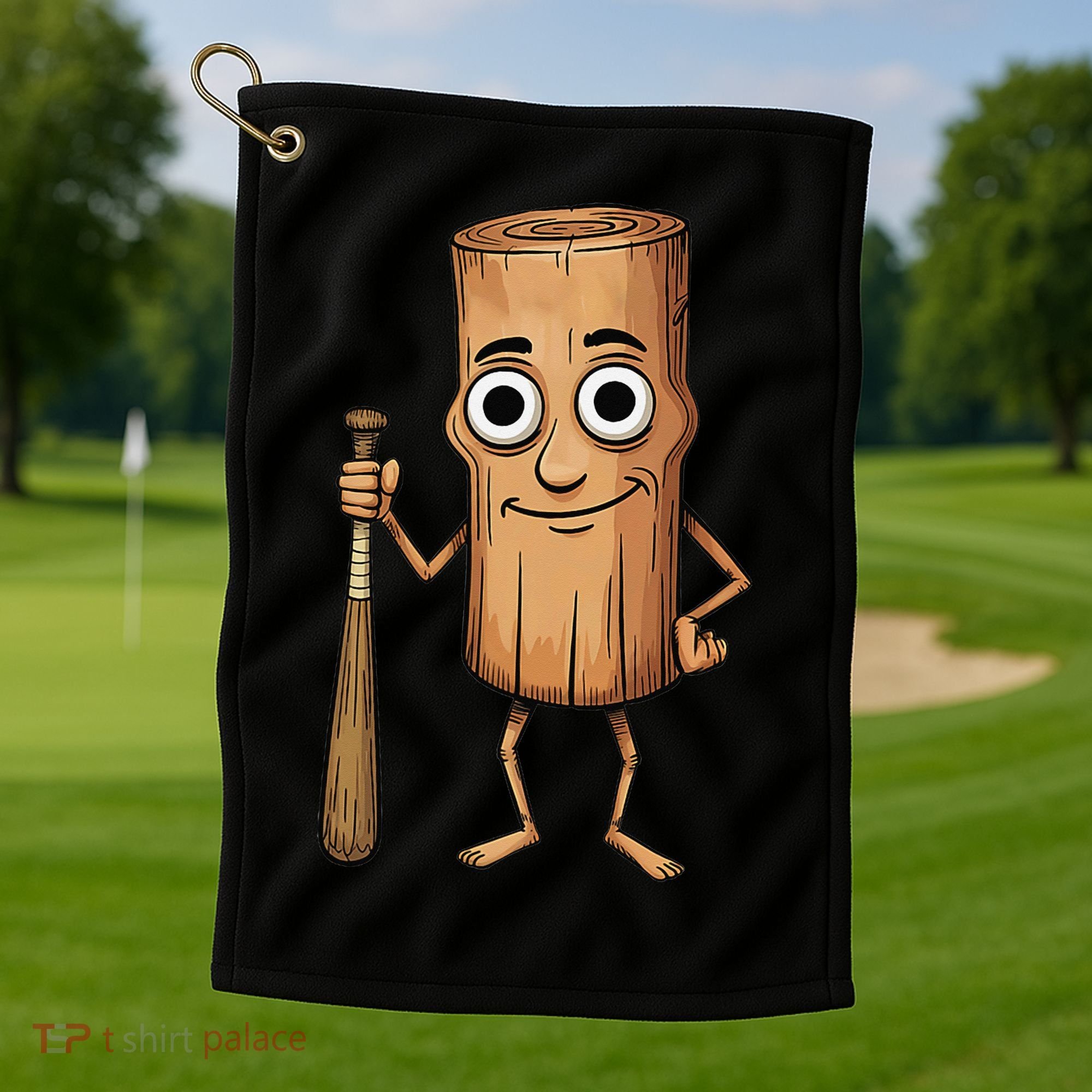Funny Baseball Bat Wood Log Meme Brainrot Italian Golf Towel
