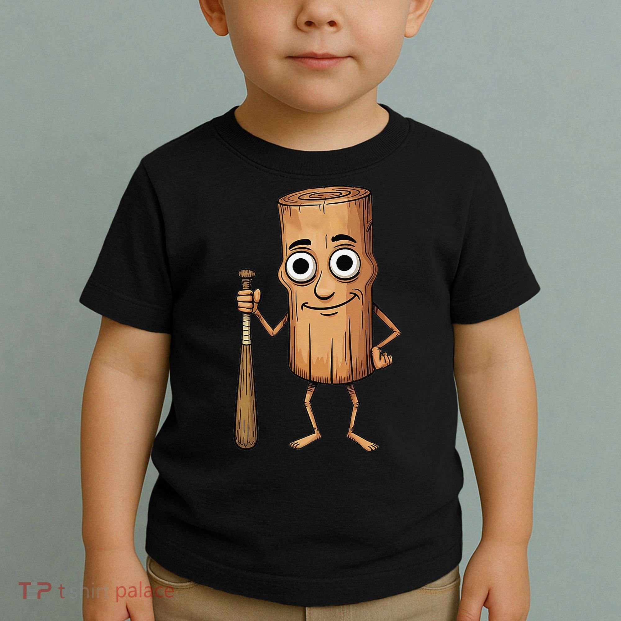 Funny Baseball Bat Wood Log Meme Brainrot Italian Toddler T-Shirt