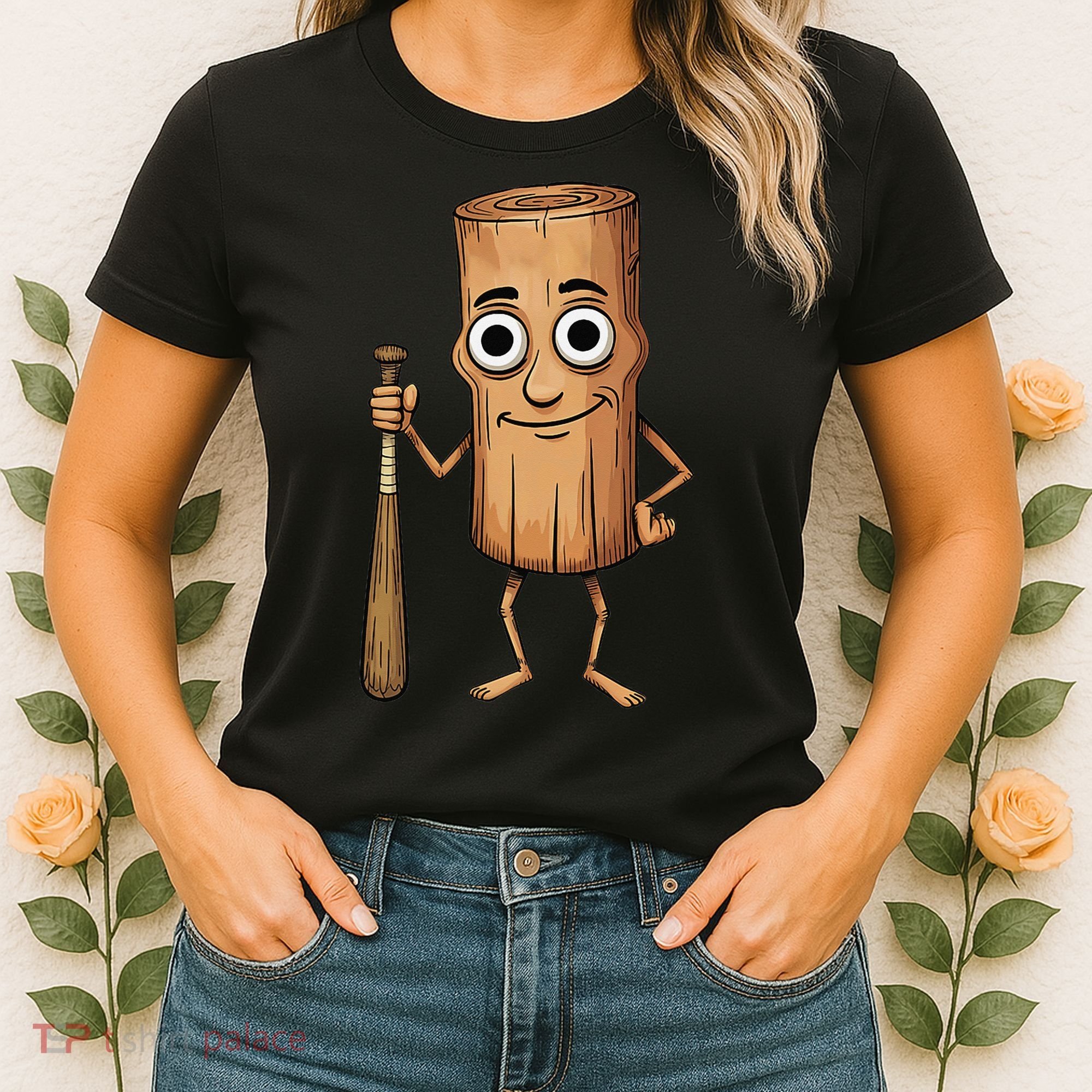 Funny Baseball Bat Wood Log Meme Brainrot Italian Women's T-Shirt