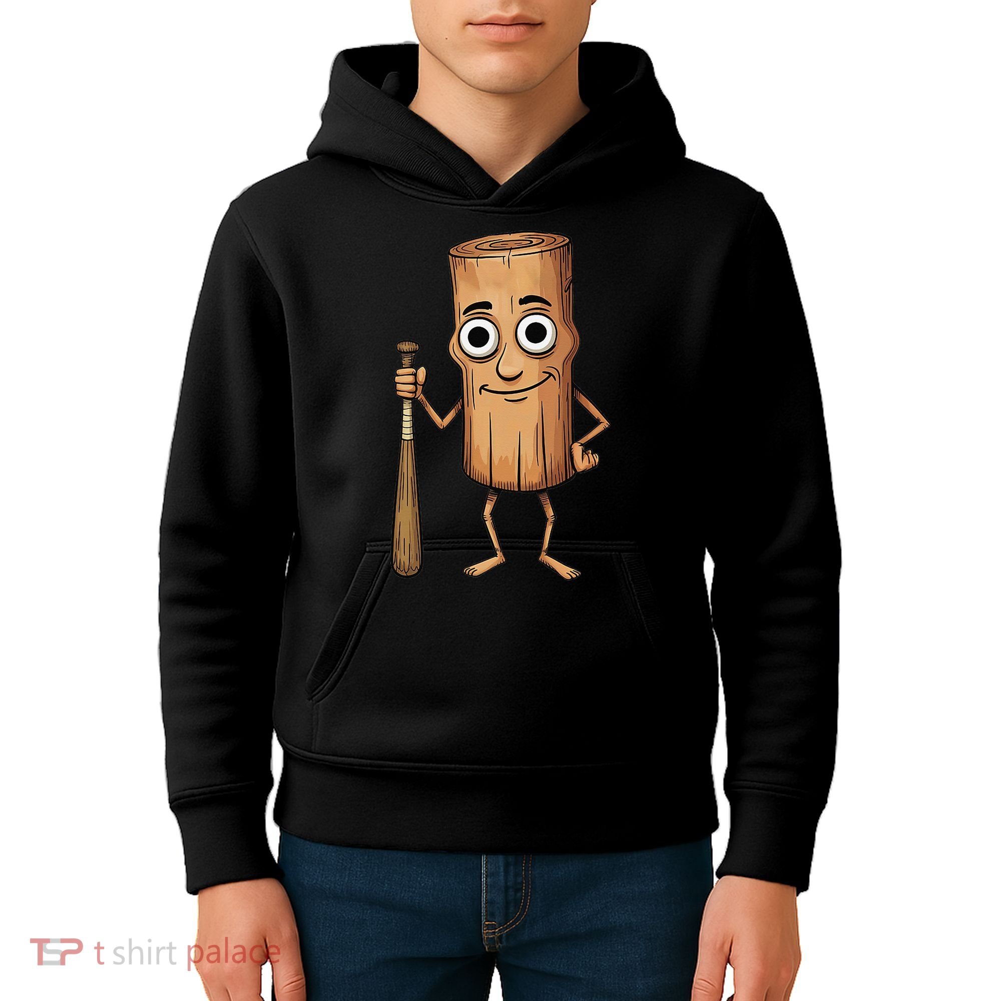 Funny Baseball Bat Wood Log Meme Brainrot Italian Kids Hoodie