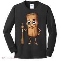 Funny Baseball Bat Wood Log Meme Brainrot Italian Kids Long Sleeve Shirt thumb 0