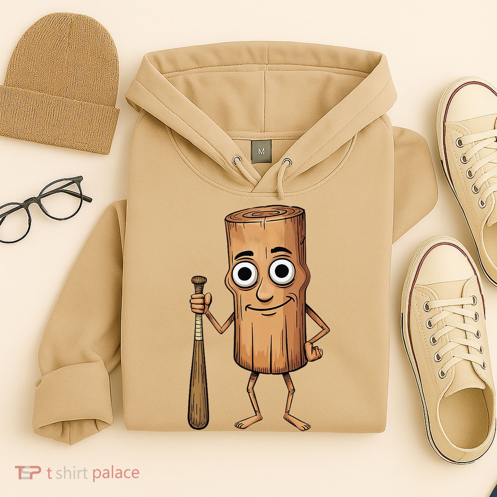 Funny Baseball Bat Wood Log Meme Brainrot Italian Hoodie