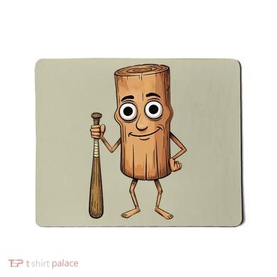 Funny Baseball Bat Wood Log Meme Brainrot Italian Mousepad