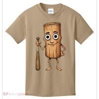 Funny Baseball Bat Wood Log Meme Brainrot Italian Kids T-Shirt thumb 0