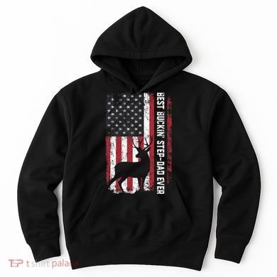 Flag Best Buckin' Step-Dad Ever Deer Hunting Father's Day Hoodie