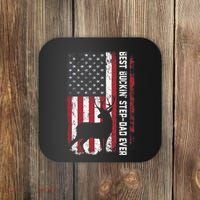 Flag Best Buckin' Step-Dad Ever Deer Hunting Father's Day Coaster thumb 0