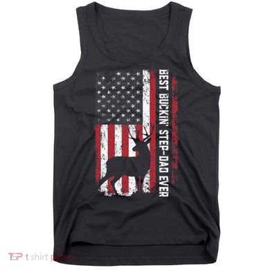 Flag Best Buckin' Step-Dad Ever Deer Hunting Father's Day Tank Top