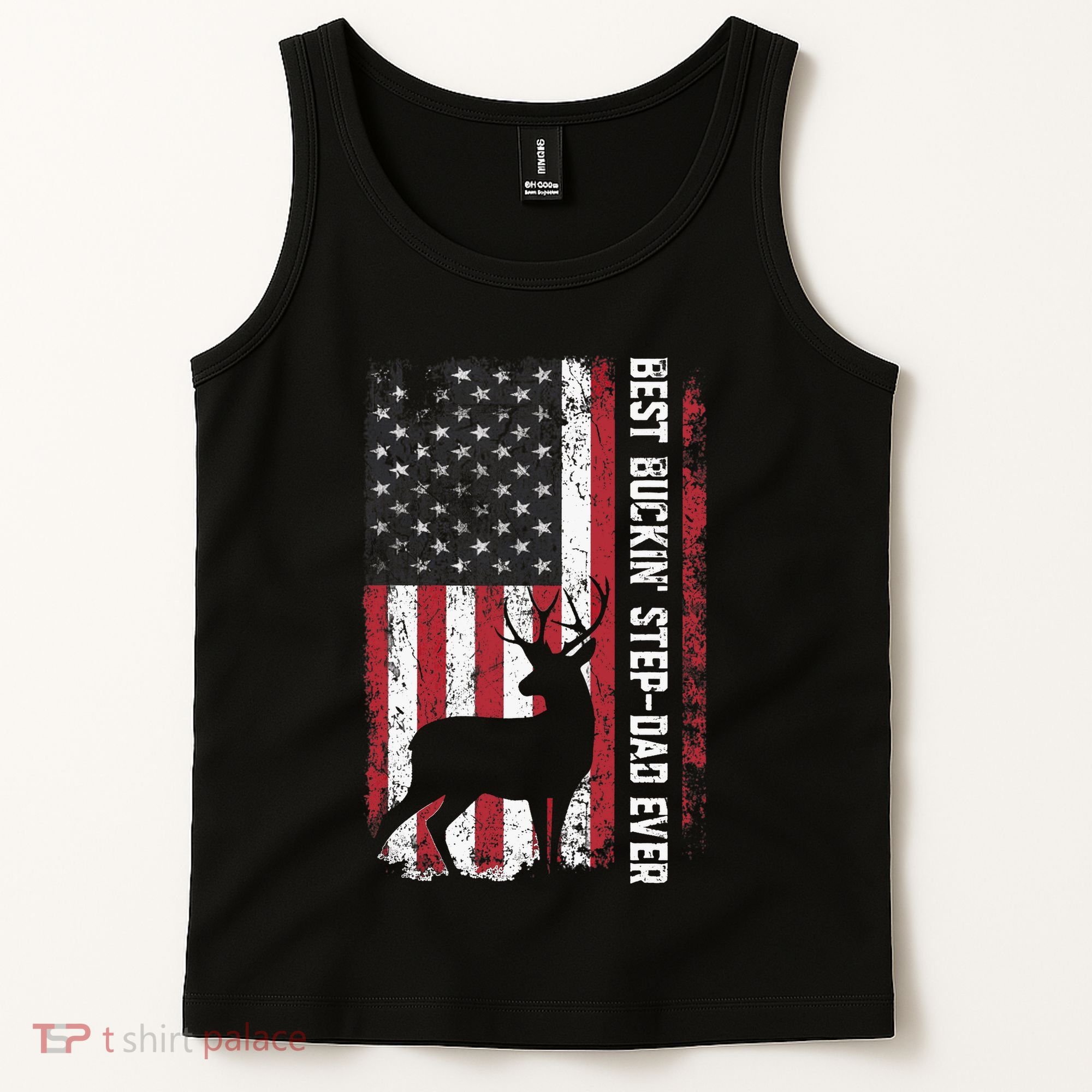 Flag Best Buckin' Step-Dad Ever Deer Hunting Father's Day Tank Top