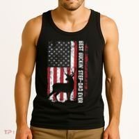 Flag Best Buckin' Step-Dad Ever Deer Hunting Father's Day Tank Top thumb 3
