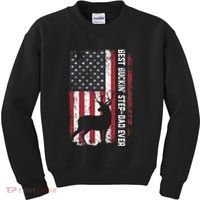 Flag Best Buckin' Step-Dad Ever Deer Hunting Father's Day Kids Sweatshirt thumb 0