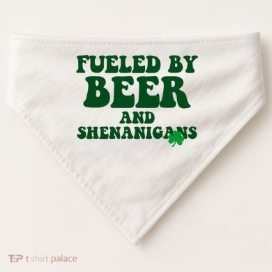 Fueled By Beer And Shenanigans St Patricks Day USA-Made Doggie Bandana