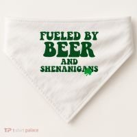 Fueled By Beer And Shenanigans St Patricks Day USA-Made Doggie Bandana thumb 0